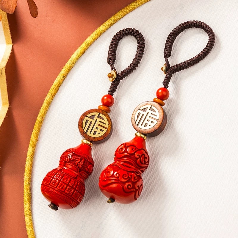 Women'S Fashion Jewellery - Fashion Red Cinnabar Jade Gourd Keychain