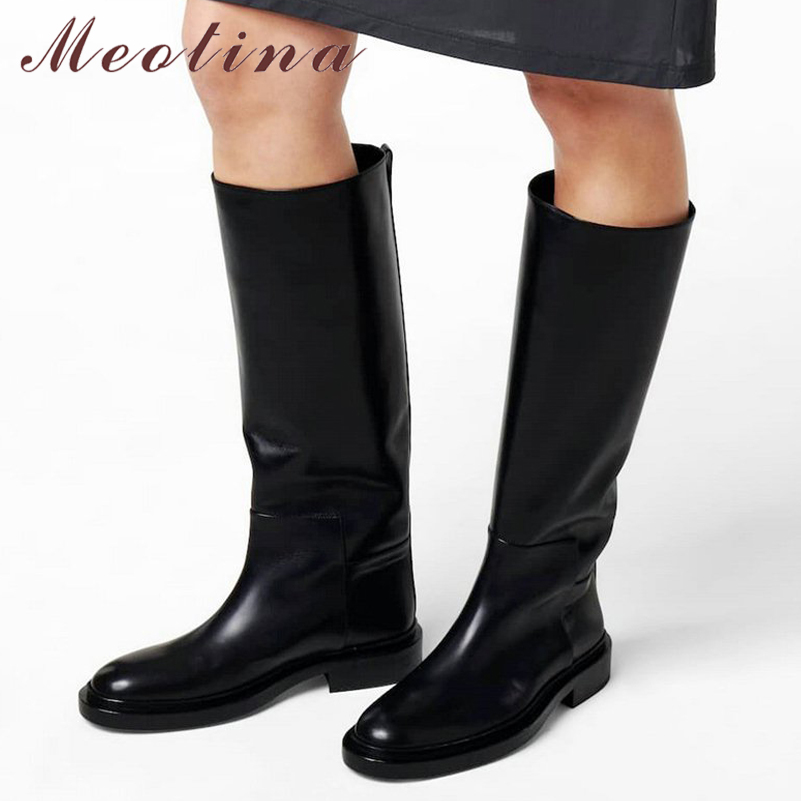 Women'S Fashion Knee High Boots - Meotina Women Genuine Leather Knee High