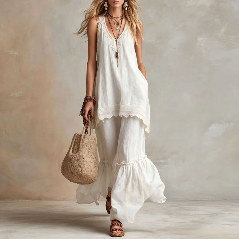 Women Lace Trim 2 Piece Matchi - Lace Trim Cami ulasan dan harga