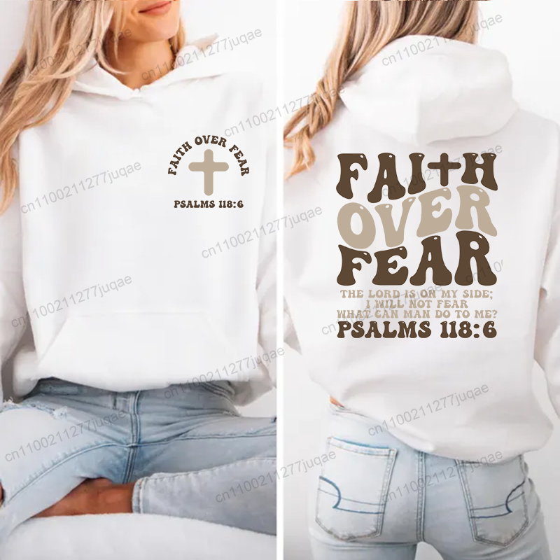 Faith Over Fear Print Sweatshi - Women Fashion Over The Years ulasan dan harga