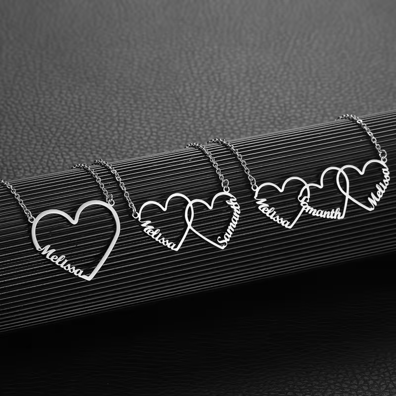 Custom Interlocking Heart Name - Women Fashion Names ulasan dan harga