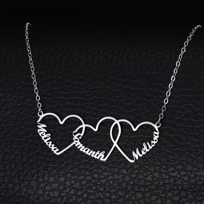 Custom Interlocking Heart Name - Women Fashion Names ulasan dan harga