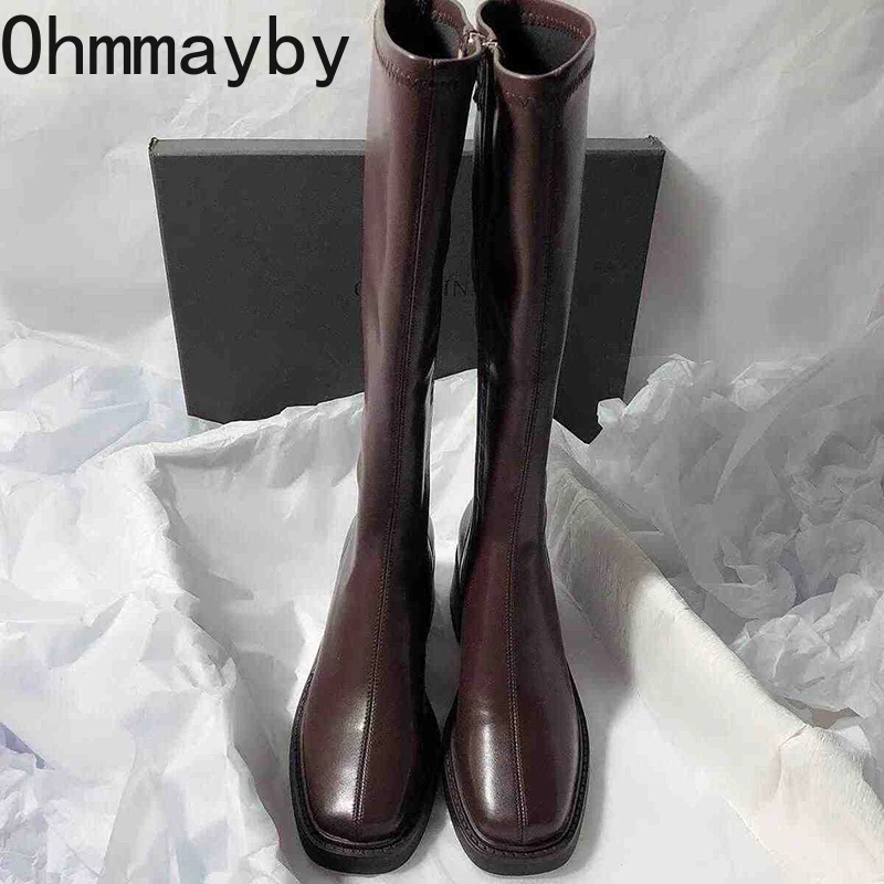 Vintage Thick Heel Women Knee  - Women'S Fashion Korea ulasan dan harga