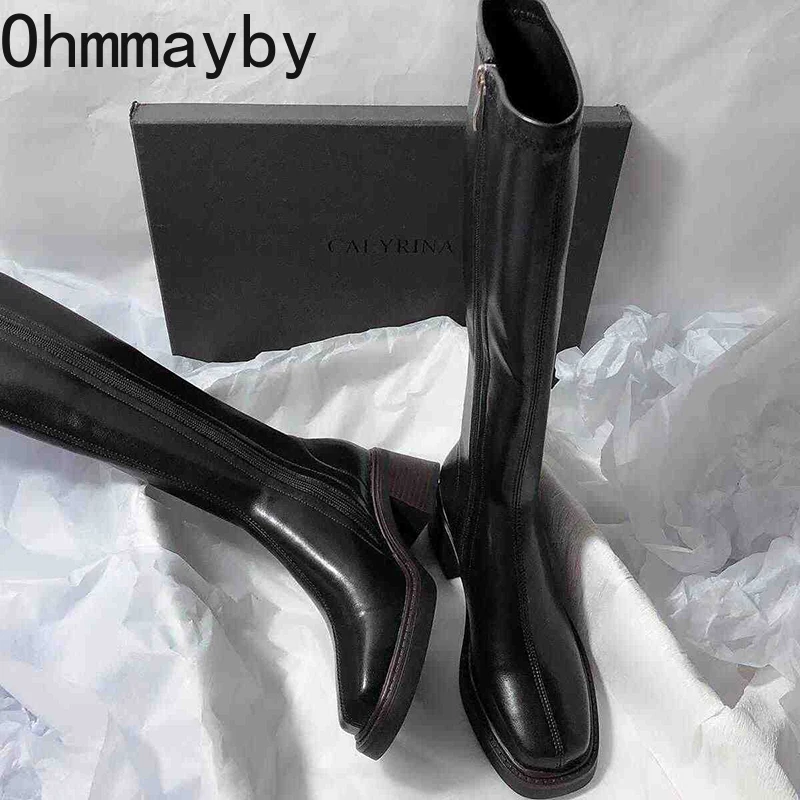 Vintage Thick Heel Women Knee  - Women'S Fashion Korea ulasan dan harga