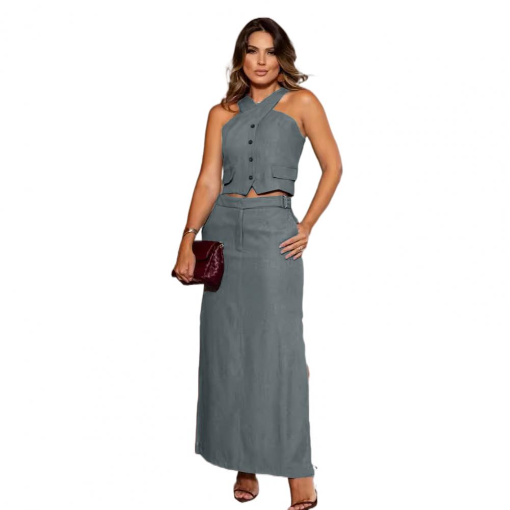 2 Pcs/Set Women Vest Skirt Set - Women'S Fashion Vest Tops ulasan dan harga