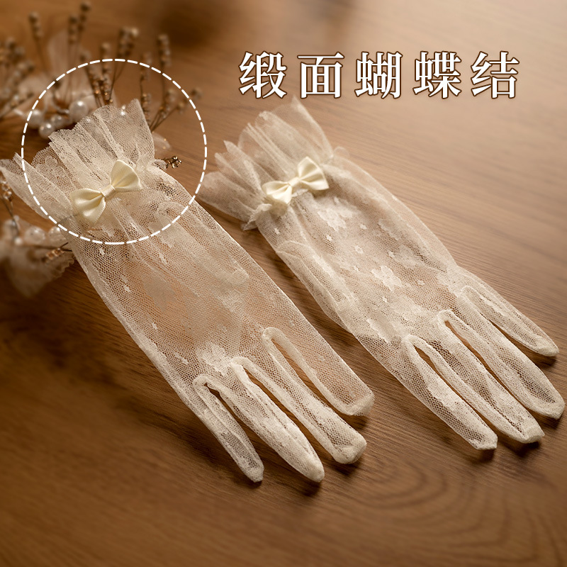 Gloves Vintage Lace Bow Short  - Women Fashion Photoshoot ulasan dan harga