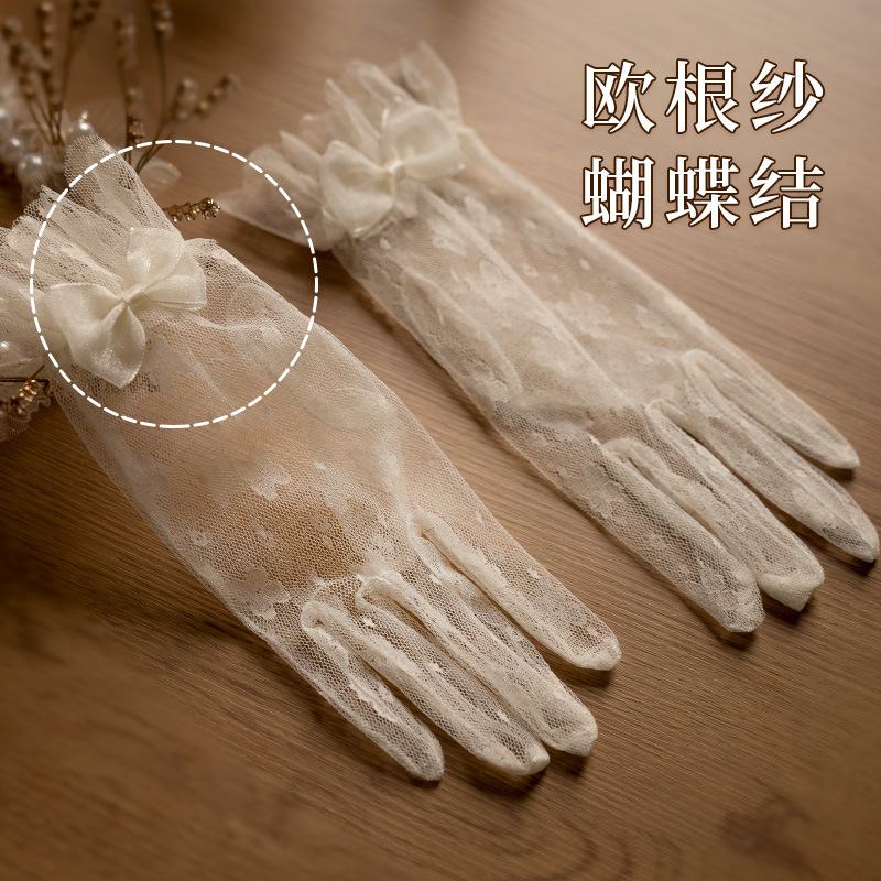 Gloves Vintage Lace Bow Short  - Women Fashion Photoshoot ulasan dan harga