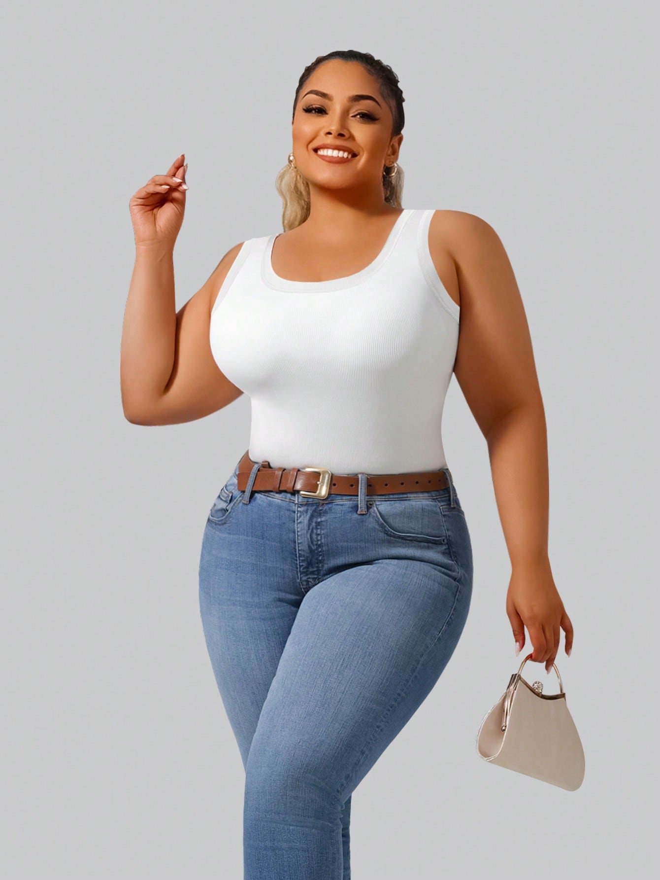 Plus Size Women's Solid Ribbed - Lace Trim Cami ulasan dan harga