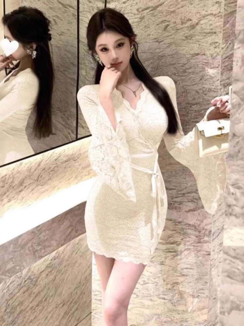 Sexy Lace Bell Sleeve Dress Wo - Women Fashion Dress Names ulasan dan harga