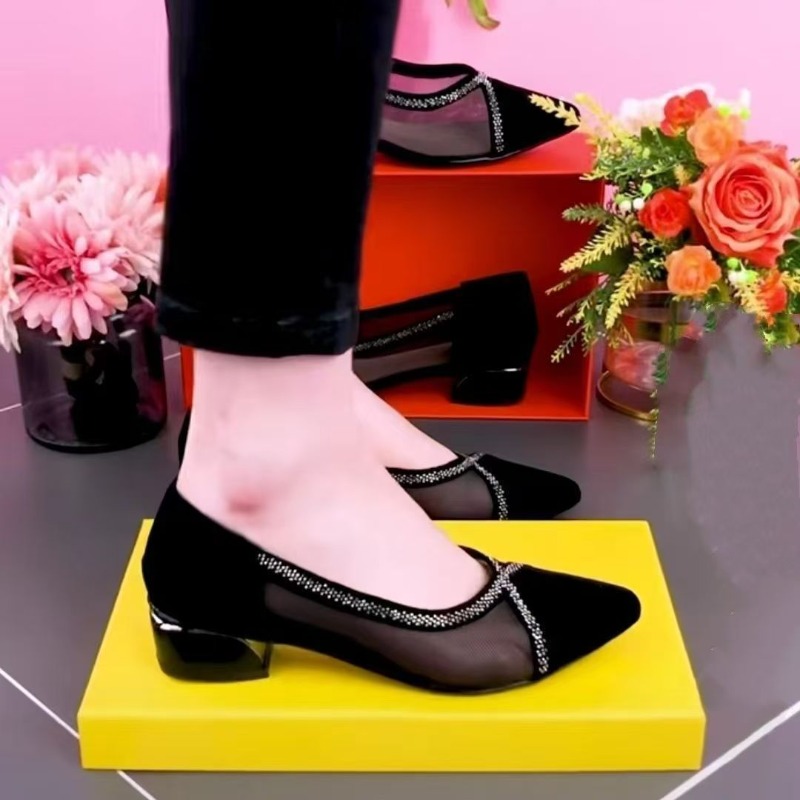 2025 Black Mesh New Pointed Fa - Women'S Fashion Shoes ulasan dan harga