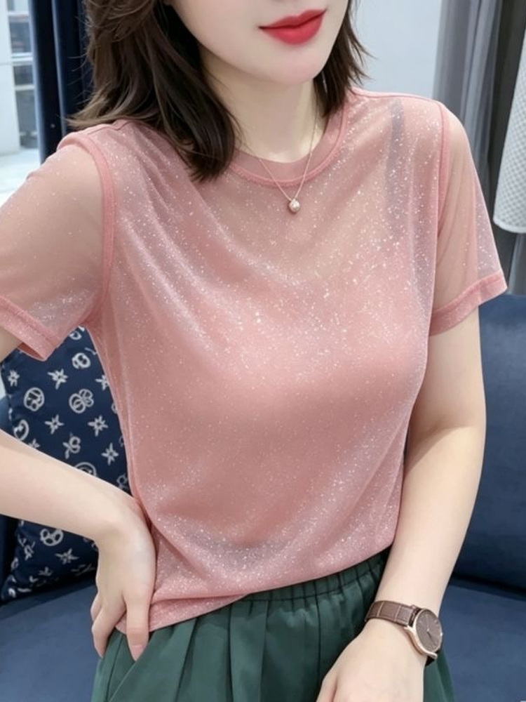 Shiny Lace Elastic Net Sleevel - Women Fashion Over The Years ulasan dan harga