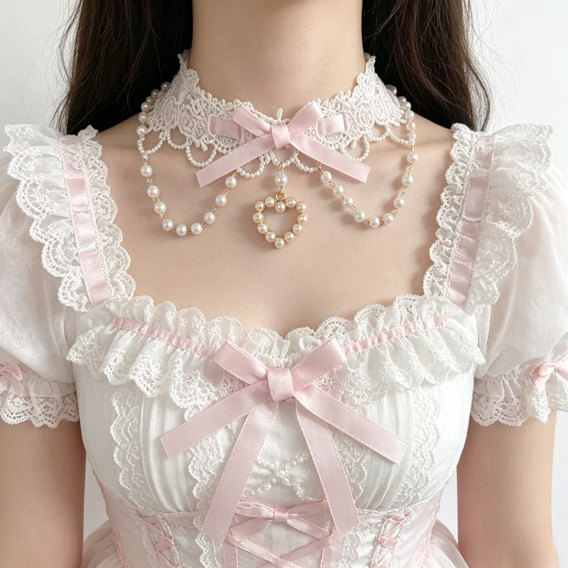 Lolita Pearl Sweet Lace Neckla - Women Fashion Photoshoot ulasan dan harga